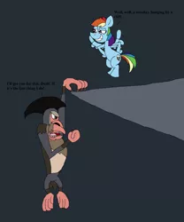 Size: 2193x2633 | Tagged: artist:hunterxcolleen, captain gutt, crossover, derpibooru import, ice age, parody, peter pan, rainbow dash, rapeface, safe