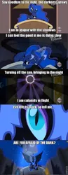 Size: 467x1200 | Tagged: derpibooru import, image macro, megaman, meme, nightmare moon, princess luna, safe, shadow man, song reference, the megas