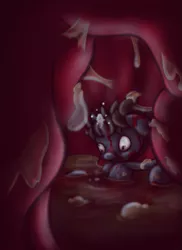 Size: 513x703 | Tagged: grimdark, artist:splitterpic, derpibooru import, oc, unofficial characters only, earth pony, pony, blood, digestion, female, fetish, internal, mare, micro, slime, solo, stomach, vore