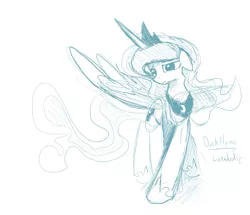 Size: 1280x1103 | Tagged: artist:darkflame75, derpibooru import, lunadoodle, monochrome, princess luna, safe, sketch, solo