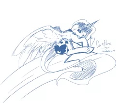 Size: 1280x1090 | Tagged: artist:darkflame75, derpibooru import, lunadoodle, monochrome, princess luna, safe, shooting star, solo, tangible heavenly object