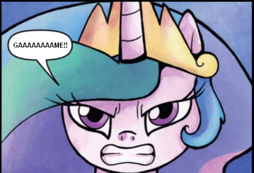 Size: 507x345 | Tagged: derpibooru import, exploitable meme, gaaaaaame, glarelestia, meme, princess celestia, protonjon, reference, safe, solo, therunawayguys