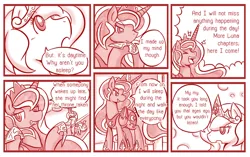 Size: 800x503 | Tagged: alternate universe, artist:vavacung, chryslestia, clothes, comic, comic:when villain win, derpibooru import, interspecies, monochrome, princess celestia, princess luna, safe, shipping