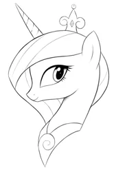 Size: 1160x1719 | Tagged: artist:kas92, derpibooru import, grayscale, monochrome, portrait, princess cadance, profile, safe, simple background, solo