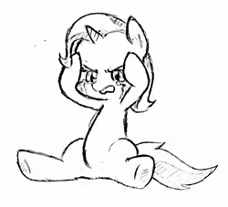 Size: 1024x930 | Tagged: safe, artist:tebasaki, derpibooru import, trixie, pony, unicorn, crying, female, grayscale, mare, monochrome, simple background, solo