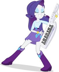 Size: 2470x3026 | Tagged: safe, artist:katequantum, derpibooru import, rarity, equestria girls, rainbow rocks, blouse, boots, bracelet, clothes, jewelry, keytar, musical instrument, shoes, skirt, solo, vector