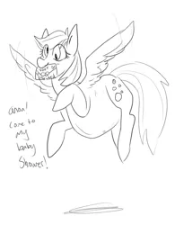 Size: 780x1000 | Tagged: safe, artist:dolly, derpibooru import, derpy hooves, pegasus, pony, belly, female, flying, invitation, letter, mare, monochrome, pregnant, sketch, solo