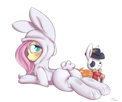 Size: 1200x1000 | Tagged: angel bunny, animal costume, artist:alasou, bunny costume, bunny pajamas, bunnyshy, clothes, derpibooru import, fluttershy, pirate, plot, prone, safe, simple background, transparent background