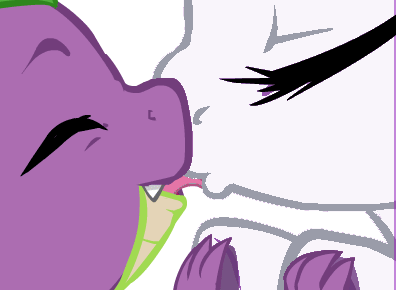 Size: 396x290 | Tagged: suggestive, artist:buttercupsaiyan, deleted from derpibooru, derpibooru import, edit, rarity, spike, animated, double the fun, female, foalcon, french kiss, gif, image, kissing, male, shipping, simple background, sparity, straight, transparent background, wibblywobbly