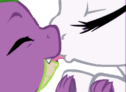 Size: 396x290 | Tagged: suggestive, artist:buttercupsaiyan, deleted from derpibooru, derpibooru import, edit, rarity, spike, animated, double the fun, female, foalcon, french kiss, gif, image, kissing, male, shipping, simple background, sparity, straight, transparent background, wibblywobbly