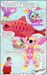Size: 1223x1920 | Tagged: safe, artist:violetclm, derpibooru import, cherry berry, drama letter, watermelody, ponified, earth pony, fish, pony, comic:mother of invention, equestria girls, airship, aviator hat, background human, background pony, comic, equestria girls ponified, female, gundam, hat, helicopter, hot air balloon, mare, mecha, peanuts, pedalcopter, snoopy, sopwith camel, toyetic, twinkling balloon, ww1 flying ace, zeppelin