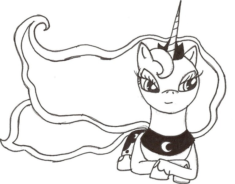 Size: 1017x797 | Tagged: artist:lilium666, derpibooru import, monochrome, princess luna, safe, solo