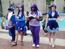 Size: 1024x768 | Tagged: 2013, artist:mintyblitzz, artist needed, clothes, convention, cosplay, derpibooru import, dress, female, gala dress, group photo, human, irl, irl human, otakon, photo, safe, star swirl the bearded, twilight sparkle