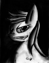 Size: 3196x4069 | Tagged: artist:qwixthetrappedone, derpibooru import, monochrome, portrait, rainbow dash, safe, solo, traditional art