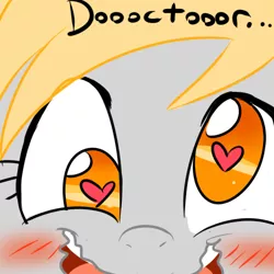 Size: 500x500 | Tagged: safe, artist:jitterbugjive, derpibooru import, derpy hooves, doctor whooves, time turner, pegasus, pony, lovestruck derpy, ask, blushing, doctorderpy, female, heart eyes, mare, shipping, solo, straight, tumblr, wingding eyes