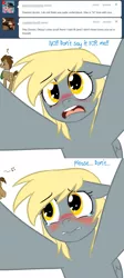 Size: 780x1742 | Tagged: safe, artist:jitterbugjive, derpibooru import, derpy hooves, doctor whooves, time turner, pegasus, pony, lovestruck derpy, ask, blushing, doctorderpy, female, male, mare, shipping, straight, tumblr