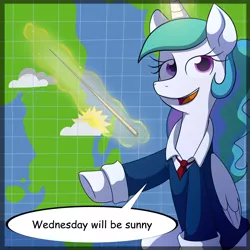 Size: 1000x1000 | Tagged: artist:fj-c, derpibooru import, forecast, meteorologist, princess celestia, safe, solo, television, weather