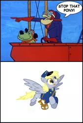 Size: 405x600 | Tagged: safe, derpibooru import, edit, derpy hooves, pegasus, pony, dastardly and muttley in their flying machines, dick dastardly, female, hanna barbera, mare, muttley