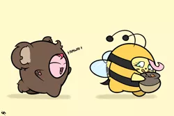 Size: 3000x2000 | Tagged: :3, animal costume, artist:doggonepony, bear, bear suit, bee, bee costume, chase, chubbie, clothes, costume, cute, derpibooru import, diapinkes, eyes closed, flutterbee, fluttershy, honey, open mouth, pinkie pie, rawr, running, safe, smiling