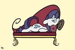 Size: 3000x2000 | Tagged: artist:doggonepony, bedroom eyes, couch, derpibooru import, fainting couch, floppy ears, looking at you, prone, rarity, safe, smiling, solo