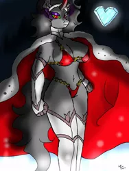Size: 960x1280 | Tagged: anthro, artist:collinscorpio, breasts, busty queen umbra, cape, clothes, derpibooru import, female, king sombra, queen umbra, rule 63, solo, solo female, suggestive