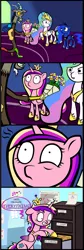 Size: 1200x3561 | Tagged: safe, artist:cogweaver, derpibooru import, discord, princess cadance, princess celestia, princess luna, :o, bouquet, cabinet, comic, dislestia, eye twitch, female, file, floppy ears, frown, grin, gritted teeth, male, messy mane, princess of love, princess of shipping, scene parody, shipper on deck, shipping, shipping chart, smiling, straight, surprised, twilight's castle, wide eyes