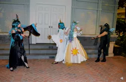 Size: 2048x1334 | Tagged: 2014, artist:mintyblitzz, artist needed, convention, cosplay, derpibooru import, female, human, irl, irl human, katsucon, katsucon 2014, photo, princess celestia, queen chrysalis, safe