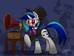 Size: 5000x3750 | Tagged: safe, artist:lux121, derpibooru import, vinyl scratch, gramophone, hat, solo, steampunk, top hat