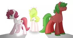 Size: 3000x1600 | Tagged: safe, artist:kianamai, derpibooru import, oc, oc:anthea, oc:azalea, oc:berry vine, unofficial characters only, earth pony, pony, unicorn, kilalaverse, adopted offspring, family, next generation, offspring, parent:fluttershy, parent:oc:azalea, parent:oc:berry vine, parents:oc x oc, unshorn fetlocks