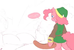 Size: 1280x853 | Tagged: artist:cold-blooded-twilight, asshills, castle, clothes, colored pupils, cosplay, costume, derpibooru import, destiny, hill, link, nintendo, pinkie pie, solo, suggestive, the legend of zelda, wiener