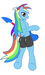 Size: 600x1000 | Tagged: anthro, artist:bajanic, ass, derpibooru import, female, guitar, rainbow dash, solo, solo female, suggestive, wedgie