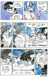 Size: 861x1369 | Tagged: semi-grimdark, suggestive, artist:pandan009, derpibooru import, octavia melody, vinyl scratch, earth pony, pony, unicorn, blushing, comic, crying, female, imminent rape, imminent sex, kissing, mare, open mouth