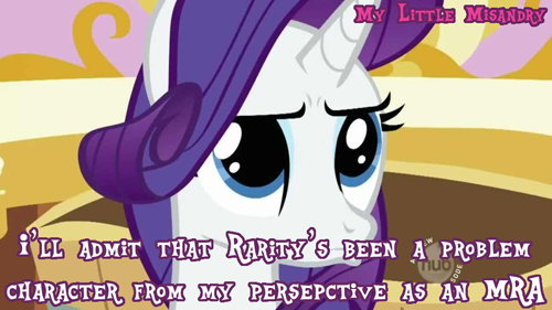 Size: 500x281 | Tagged: caption, edit, edited screencap, forced meme, hub logo, meme, meta, my little misandry, parody, parody fail, rarity, safe, screencap, solo, text