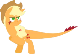 Size: 2689x1861 | Tagged: applejack, artist:zacatron94, derpibooru import, dinosaur, monster pony, original species, safe, simple background, solo, species swap, tatzljack, tatzlpony, transparent background, velociraptor