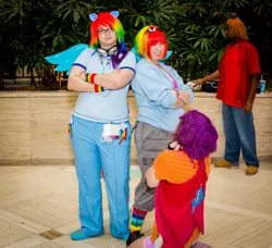 Size: 2000x1821 | Tagged: 2012, anime weekend atlanta, artist needed, big macintosh, convention, cosplay, derpibooru import, goggles, human, irl, irl human, pepsi, photo, rainbow dash, safe, scootaloo