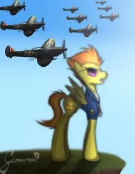 Size: 700x900 | Tagged: aircraft, air force, artist:gamermac, battle of britain, glare, namesake, plane, raf, royal air force, safe, sky, solo, spitfire, supermarine spitfire, world war ii