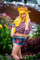 Size: 1333x2000 | Tagged: 2012, anime weekend atlanta, applejack, artist needed, clothes, convention, cosplay, derpibooru import, front knot midriff, human, irl, irl human, midriff, photo, safe, shorts, solo