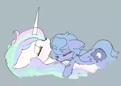 Size: 779x551 | Tagged: artist:toki, derpibooru import, pixiv, princess celestia, princess luna, s1 luna, safe, sleeping