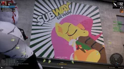 Size: 1600x900 | Tagged: apb: reloaded, blushing, derpibooru import, fast food, fluttershy, not porn, sandwich, source needed, subway, suggestive, suggestive eating, that's not mayonnaise, useless source url