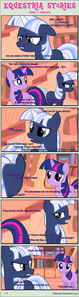 Size: 1004x3753 | Tagged: safe, artist:estories, derpibooru import, twilight sparkle, oc, oc:silverlay, unicorn, comic:seeds of darkness, comic, golden oaks library, unicorn twilight