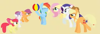 Size: 1023x347 | Tagged: apple bloom, applejack, artist:violetandblaire, bad pun, beach, beach ball, beach volleyball, blowing, blowing whistle, derpibooru import, eyes closed, fluttershy, rainblow dash, rainbow dash, rarity, referee, referee rainbow dash, safe, scootaloo, sports, sweetie belle, volleyball, whistle