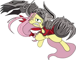 Size: 1783x1416 | Tagged: armor, artist:fluttershy750, badass, cosplay, crossover, derpibooru import, flutterbadass, fluttershy, league of legends, safe, shyvana, simple background, solo, transparent background