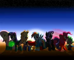 Size: 992x806 | Tagged: applejack, aquaman, artist:gojihunter31, backlighting, batman, clothes, costume, crossover, dc comics, derpibooru import, fluttershy, green lantern, justice league, line-up, mane seven, mane six, martian manhunter, pinkie pie, rainbow dash, rarity, safe, spike, superman, the flash, twilight sparkle, wonder woman