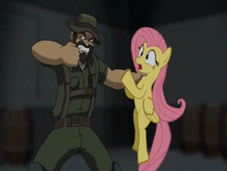 Size: 320x240 | Tagged: safe, artist:flippindingdong, derpibooru import, fluttershy, human, pegasus, pony, animated, blank flank, call of duty, captain price, cartoon violence, choking, crossover, female, flutterbuse, male, mare, punch, youtube link
