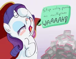 Size: 1024x800 | Tagged: artist:a6p, blushing, couch, crying, drama queen, drool, eyes closed, fainting couch, hypocritical humor, ice cream, irony, literal, marshmelodrama, mascara, mouthpiece, open mouth, pun, rarity, running makeup, safe, solo