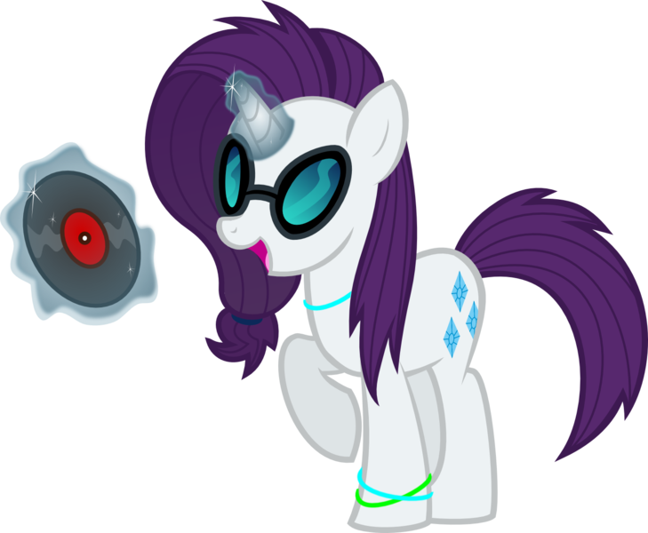 Size: 1453x1196 | Tagged: safe, artist:shinypikachu25, derpibooru import, rarity, vinyl scratch, alternate hairstyle, glasses, magic, solo