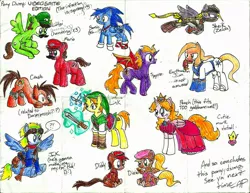 Size: 1017x786 | Tagged: artist:latigressa6268808, crash bandicoot, derpibooru import, diddy kong, dixie kong, donkey kong, donkey kong country, dracony, earthworm jim, hybrid, jak, link, luigi, mario, ponified, princess peach, princess zelda, safe, sheik, sonic the hedgehog, sonic the hedgehog (series), spyro the dragon, super mario bros., the legend of zelda, video game