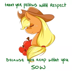 Size: 2723x2669 | Tagged: applejack, artist:rubyrue, bust, eyes closed, female, mouthpiece, positive message, positive ponies, safe, solo