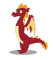 Size: 600x678 | Tagged: artist:queencold, derpibooru import, dragon, dragoness, frown, garble, garbledina, rule 63, safe, simple background, solo, spread wings, surprised, teenaged dragon, transparent background, wide eyes