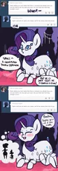Size: 602x1776 | Tagged: artist:otterlore, ask, blushing, cave, comic, cute, derpibooru import, drider, monster pony, original species, rarity, safe, shipping denied, silhouette, species swap, speech bubble, spider, spiderpony, spiderponyrarity, spike, stalactite, thought bubble, tumblr